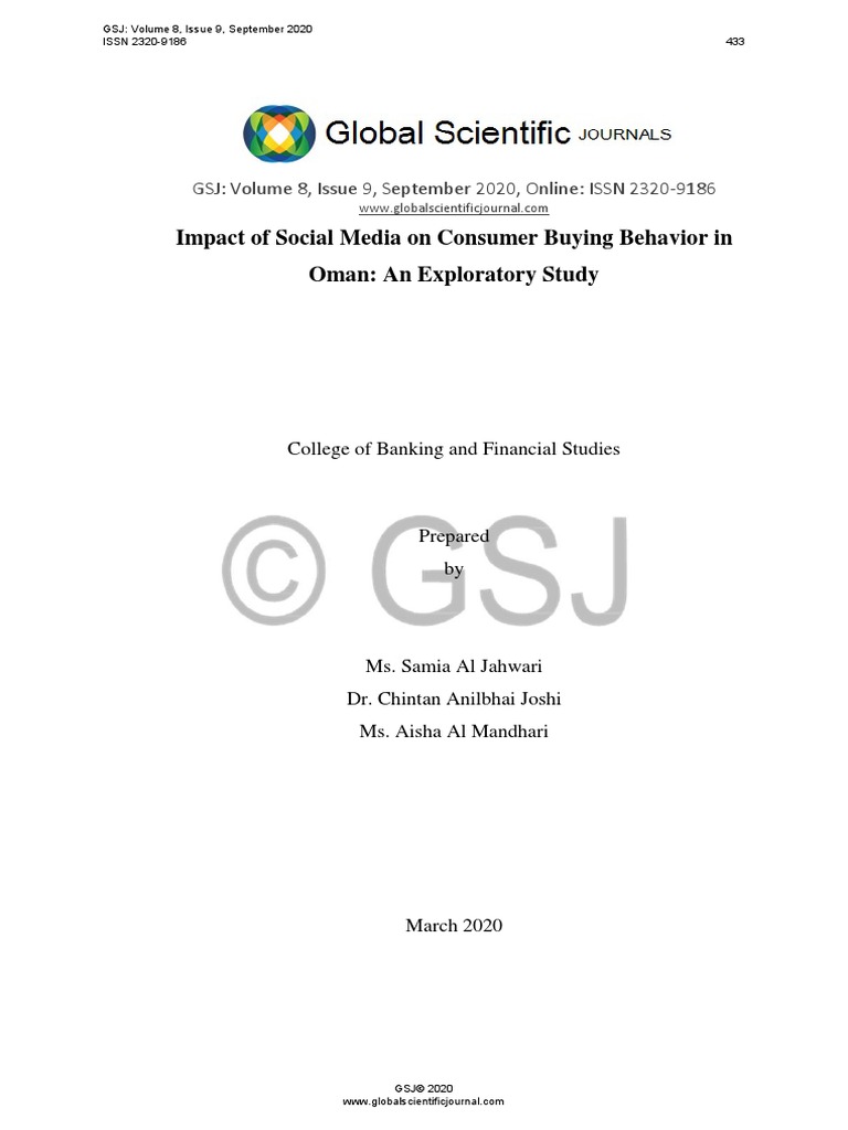 Impact of Social Media On Consumer Buying Behavior in Oman An ...