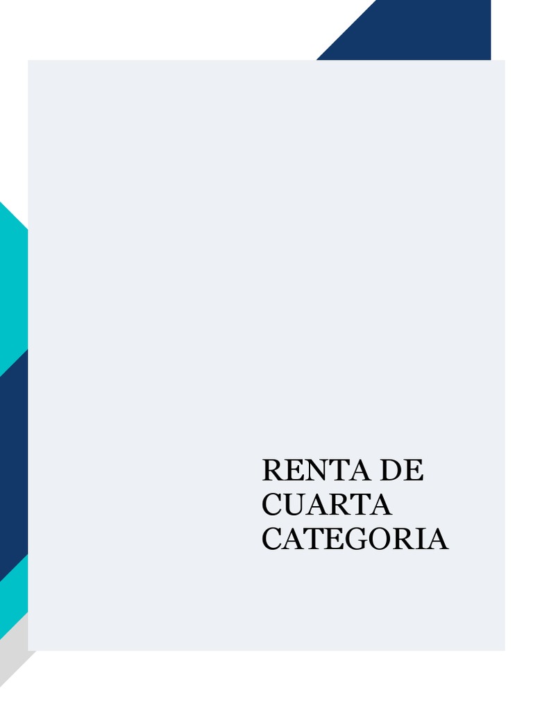 Renta de Cuarta Categoria | PDF | Impuesto sobre la renta | Impuestos