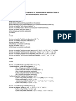 Program 1.c To Implement A Program To Demonstrate The Working of Types of Operators (Bitwise, Logical and Relational) Using Switch Case