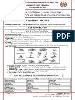 Learning Targets: Subject: Health Optimizing Physical Education 4 Lesson: Nature and Background of Outdoor Recreation