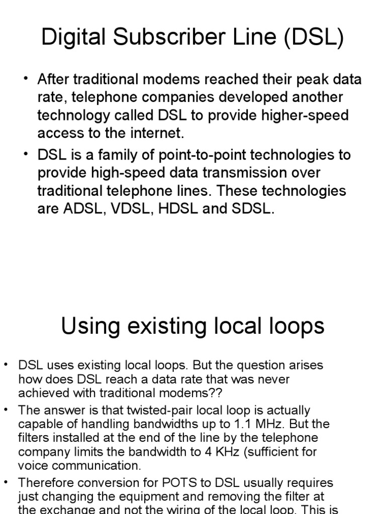 Overview of Digital Subscriber Line (DSL) | PDF | Digital Subscriber ...