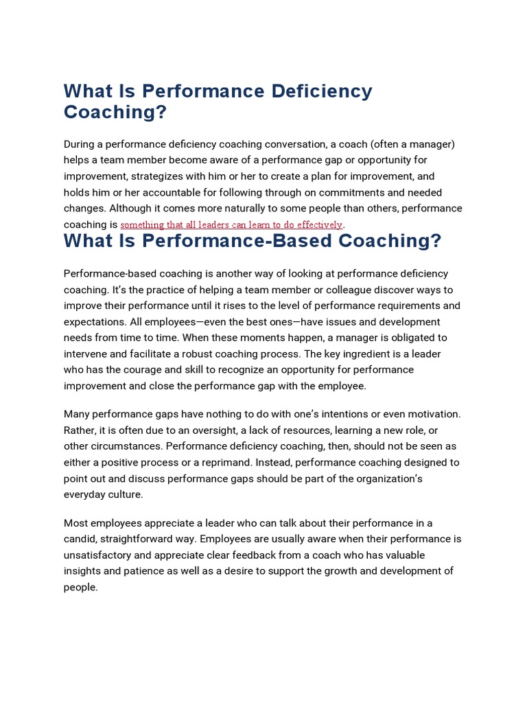Performance Deficiency Coaching – ILUAZ