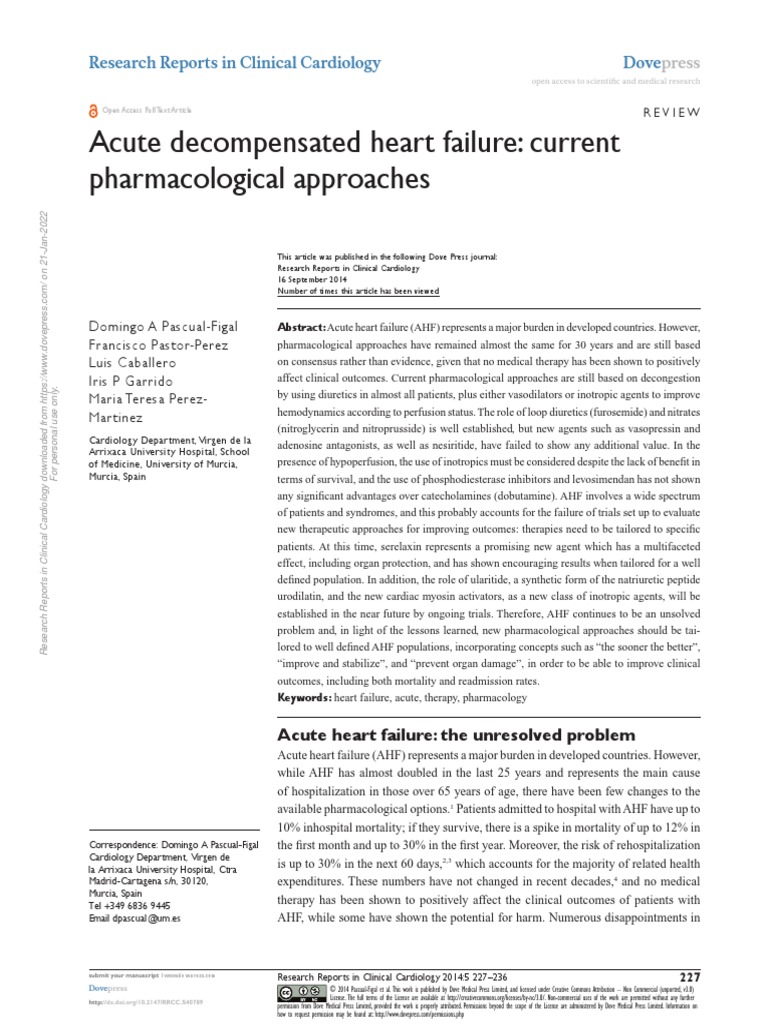 RRCC 40789 Acute Decompensated Heart Failure Current Pharmacological ...