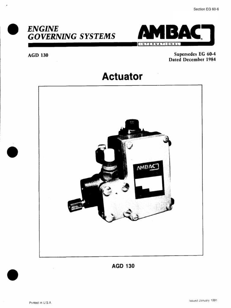 Specification and Operating Manual for the AGD 130 Actuator Used in