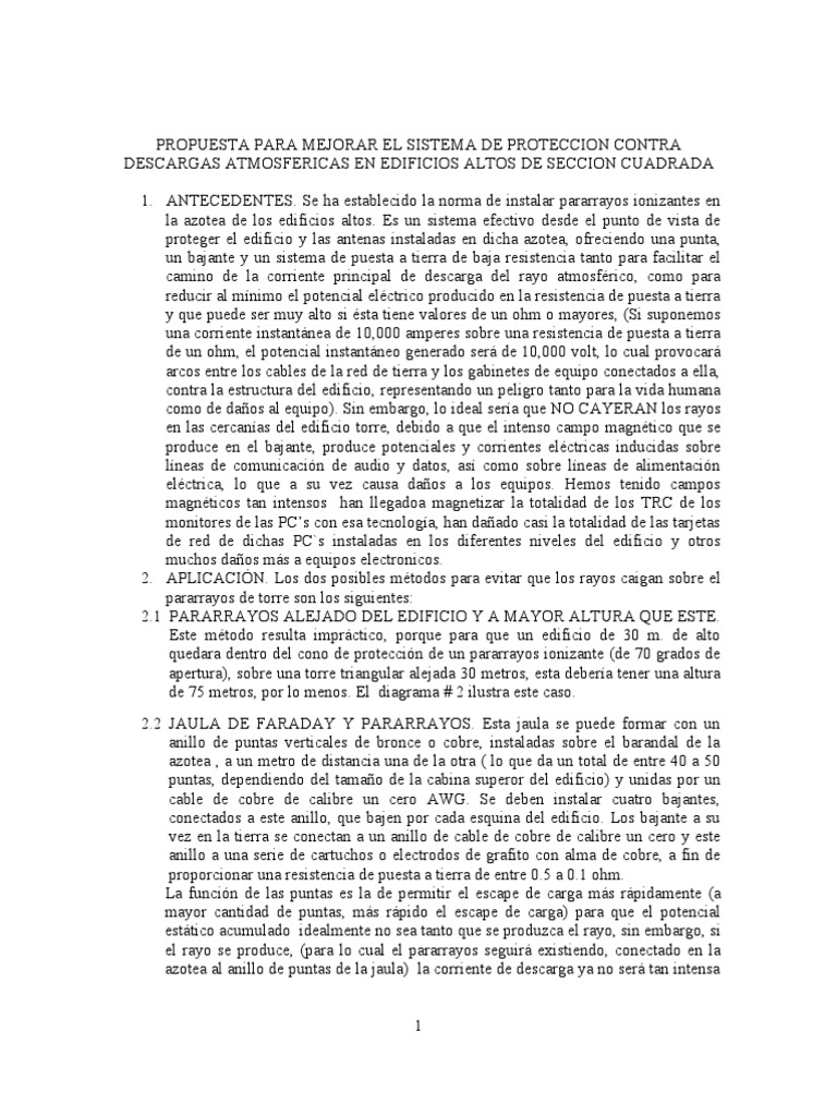 Jaula Faraday y Pararrayos GRAL | PDF | Relámpago | Corriente eléctrica