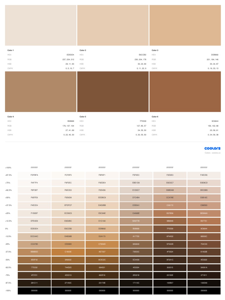 Color Codes: HSB and CMYK Values | PDF | Rgb Color Model | Visual System