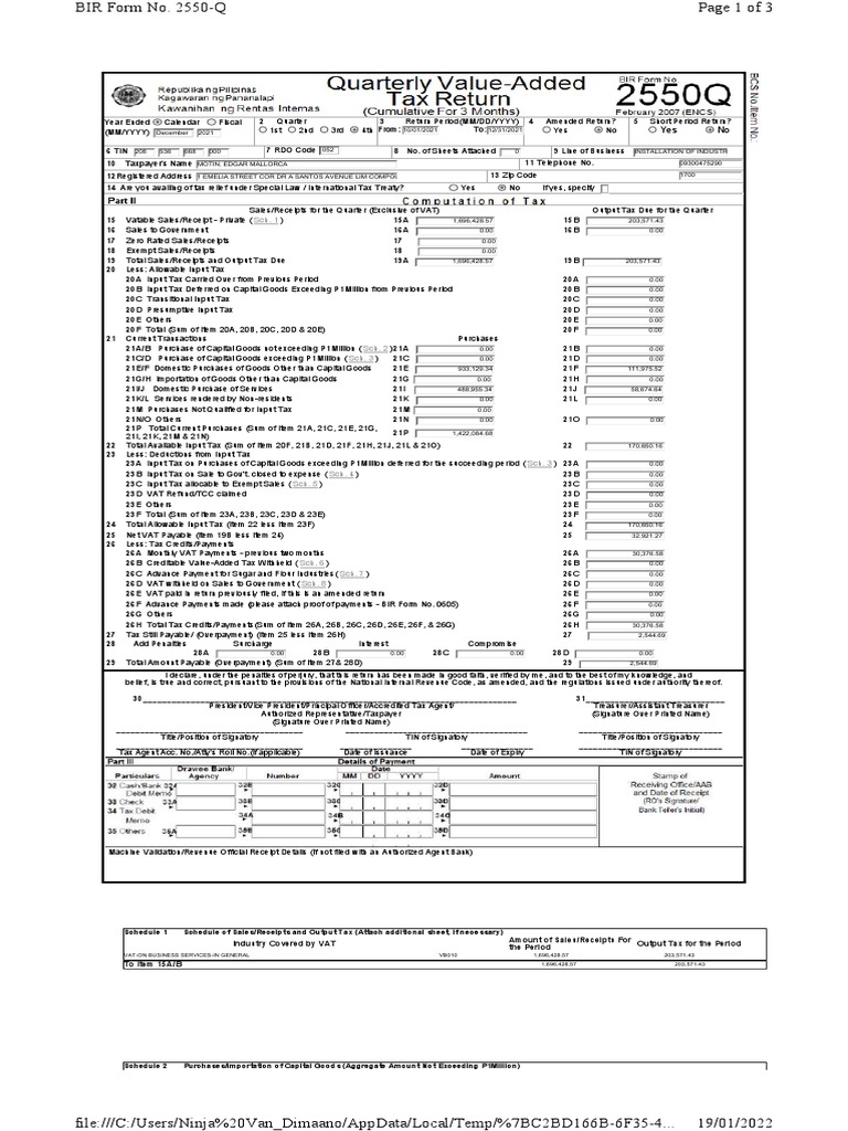 BIR Form 2550Q Submission Guide | PDF | Value Added Tax | Taxes