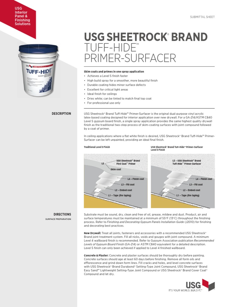 USG SHEETROCK® BRAND TUFFHIDE PRIMER SURFACER PDF Drywall Materials