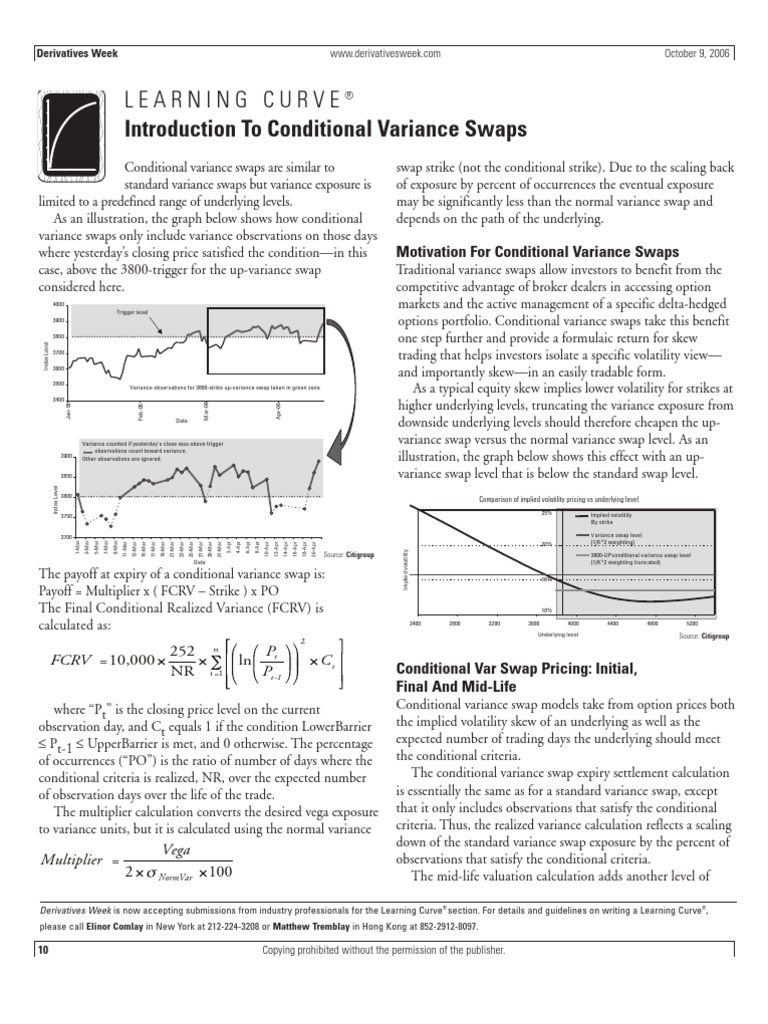 Conditional Variance Swaps April 2006 Ephemeris