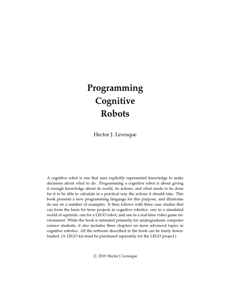 Programming Cognitive Robots - Levesque - 2019 Ed | PDF | Computer ...