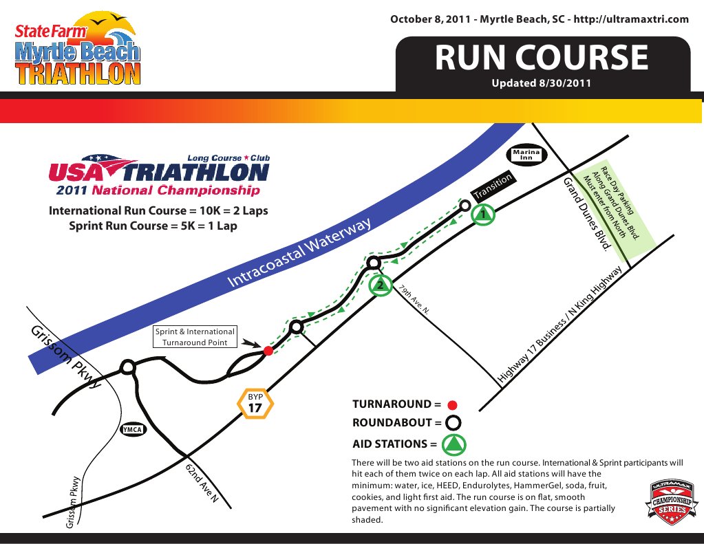State Farm Myrtle Beach Triathlon Run Course Map PDF
