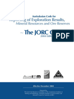 Reporting of Exploration Results,: The JORC Code