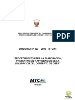 DIRECTIVA #003 - 2005 - MTC/14: Ministerio de Transportes Y Comunicaciones