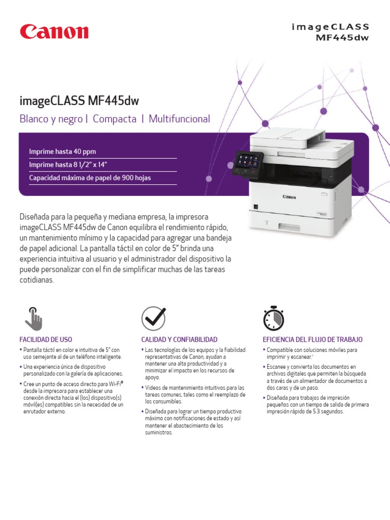 945 imageCLASS MF445dw Brochure SP | PDF | Impresora (Computación ...