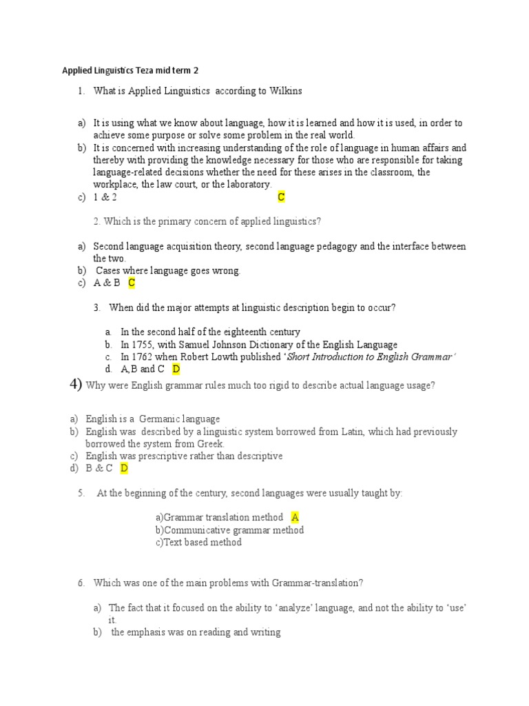Overview of Applied Linguistics Concepts | PDF | Linguistics | Second ...