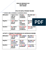 English Session Plan June 9TH, 2020