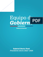 Subsecreatarías - Equipo de Gobierno Gabriel Boric