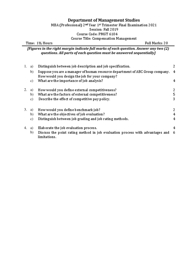 Department of Management Studies | PDF