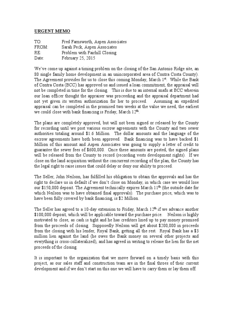 Assignment 2 Land Acquisition Case PDF Banks Loans