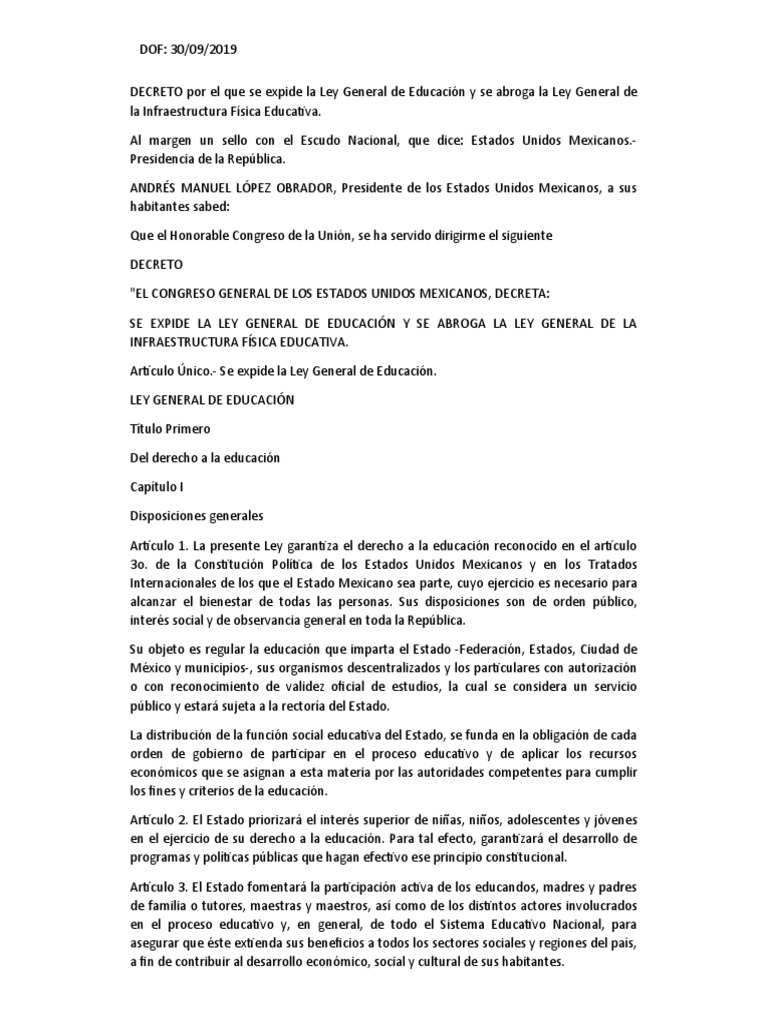 Ley General de Educación | PDF | Educación de la primera infancia ...