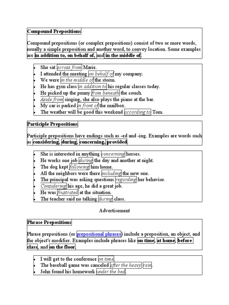Understanding Compound Prepositions | PDF