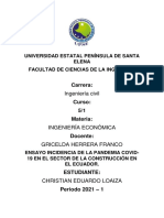 Ensayo La Incidencia de La Pandemia Covid-19 en El Sector de La Construcción en El Ecuador.