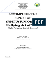 Accomplishment Report On: Sympusium On Anti Bullying Act of 2013