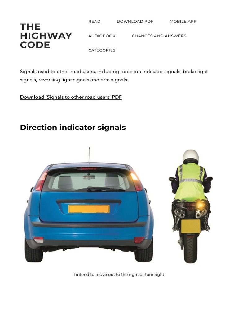 Signals To Other Road Users - THE HIGHWAY CODE | PDF