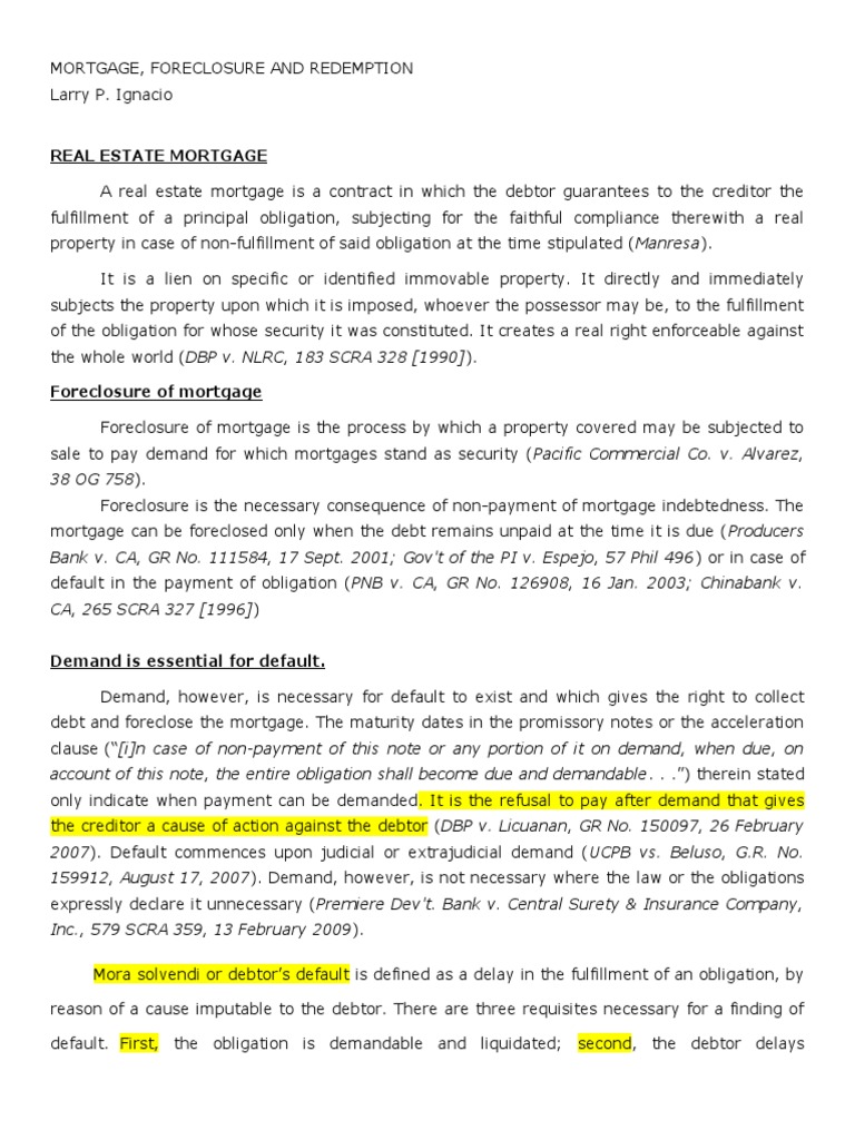Real Estate Mortgage Law | PDF | Mortgage Law | Foreclosure