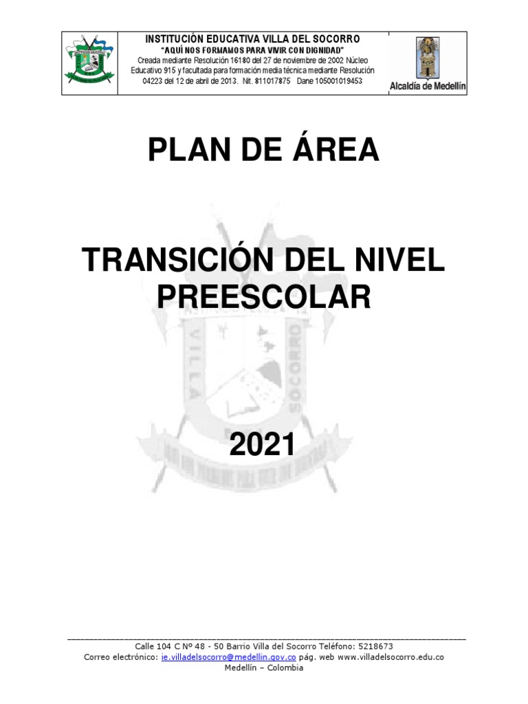 Plan de Area Preescolar 2021 | PDF | Educación de la primera infancia ...