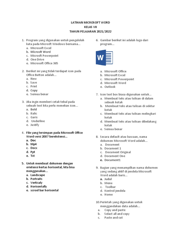 Latihan Microsoft Word Pdf