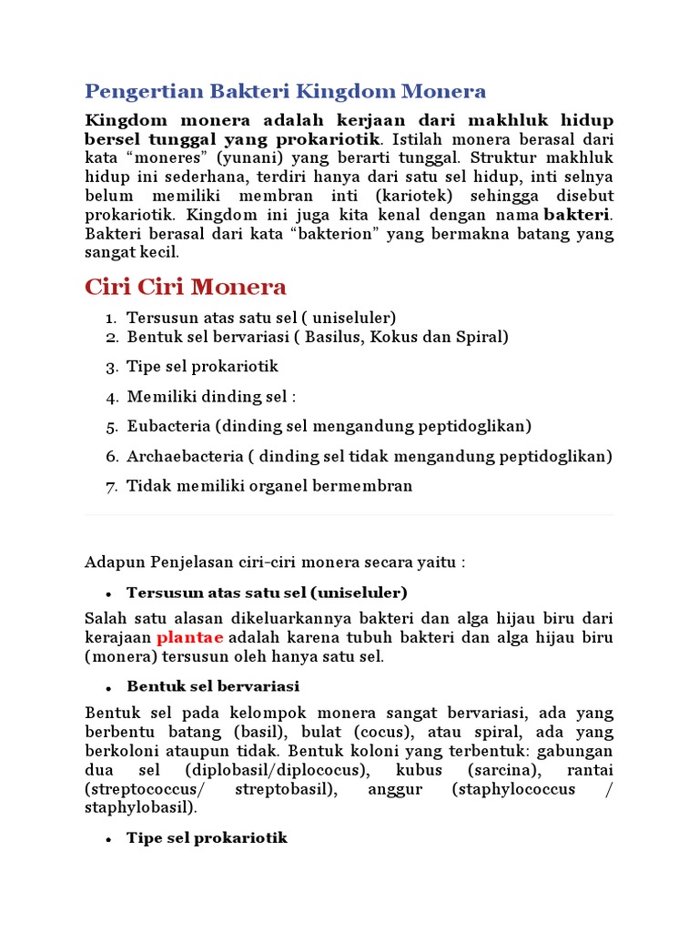 Bakteri Kingdom Monera | PDF