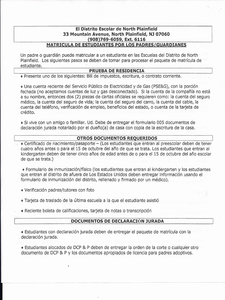 Registration Packet Spanish PDF