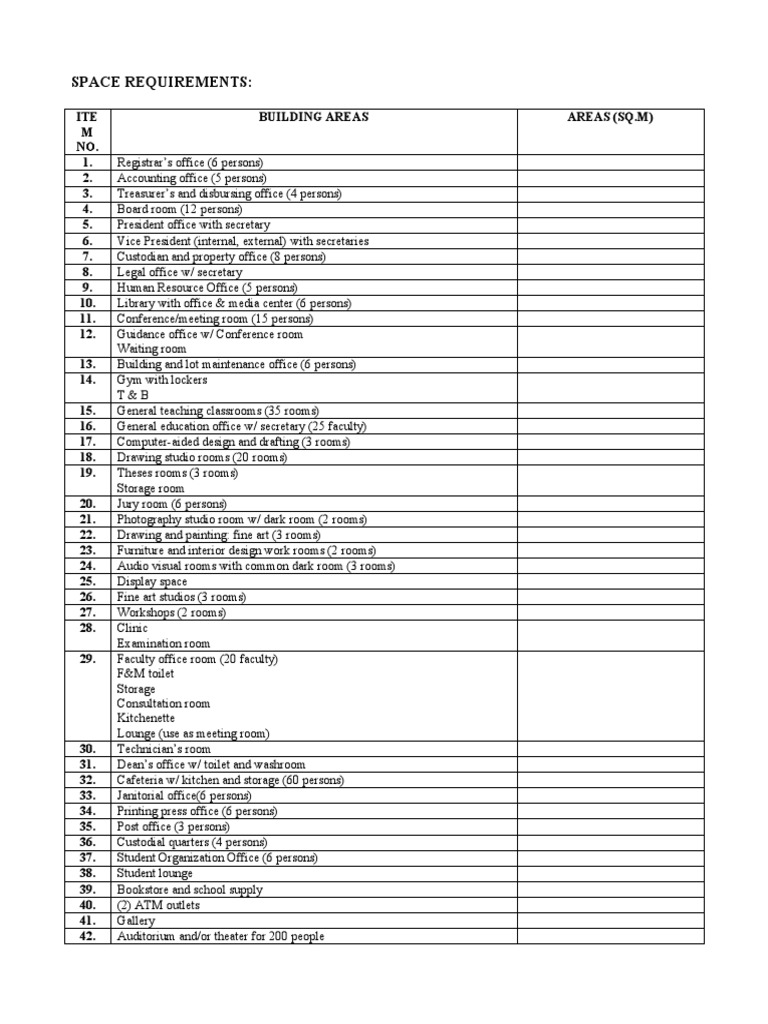 Space Requirements | PDF