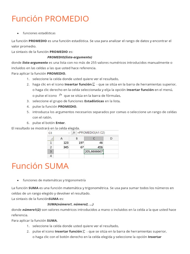 Uso de la función PROMEDIO en Excel | PDF | Estadísticas | Informática
