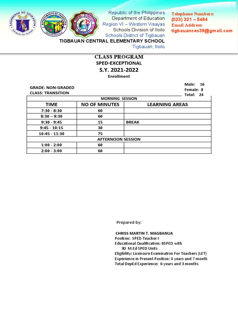 Class Program TEMPLATE | PDF