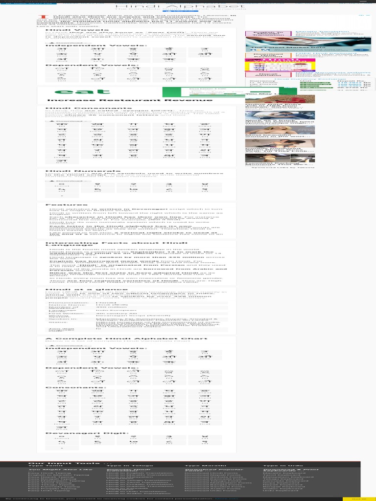 FREE Hindi Alphabet Chart With Complete Hindi Vowels, Hindi Consonants