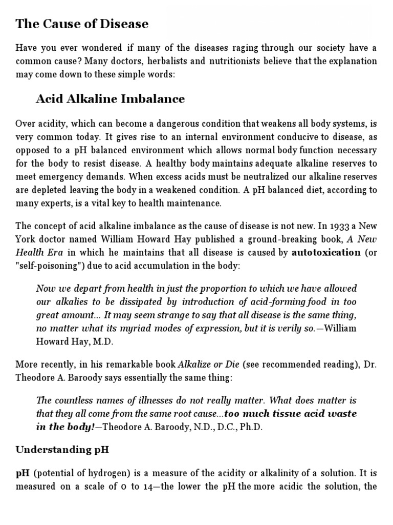 Restoring PH Balance in The Body PDF Ph Alkalinity