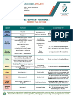 Textbook List For Grade 5: ACADEMIC YEAR 2021/2022