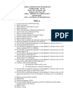 Adithya Institute of Technology COIMBATORE - 641 107 Degree: B.E. & Branch: CSE Semester: 05 & Year: III Cs8501 - Theory of Computation Question Bank Unit 1-Automata Fundamentals Part - A