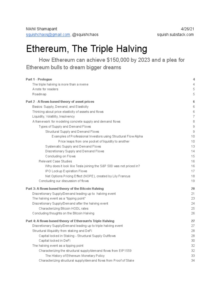 Ethereum TheTripleHalving SquishChaos | PDF | Market Liquidity | Elasticity  (Economics)