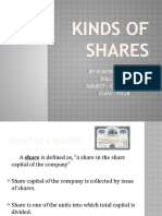 Kinds of Shares: by Vijaysingh Pawar Roll No. 90 Subject: Company Law Class: Syllb