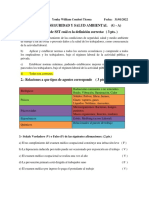 Examen SST con preguntas sobre jerarquía de controles y accidentes