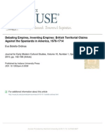 Debating Empires, Inventing Empires: British Territorial Claims Against The Spaniards in America, 1670-1714