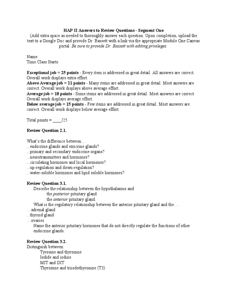 Review Sheet Segment One Hap II 1 | PDF | Coagulation | Endocrine System