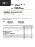 Oral Communication - Worksheet No.5