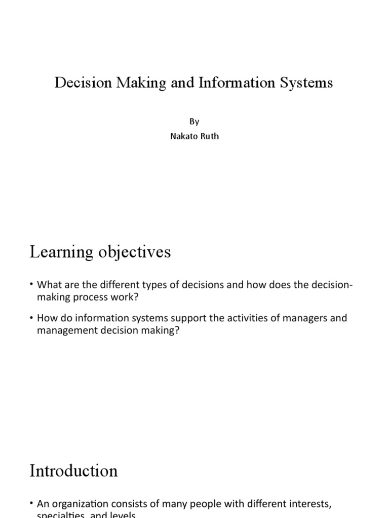 Decision Making and Information Systems: by Nakato Ruth | PDF ...
