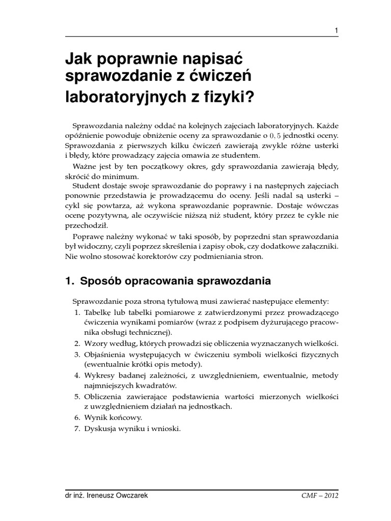 Jak Piszemy Sprawozdanie Jak Napisac Sprawozdanie | PDF