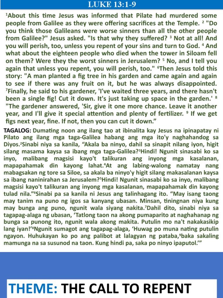 Luke 13 1 9 Pdf Christian Belief And Doctrine Theology