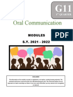 Oral Communication: Modules S.Y. 2021 - 2022